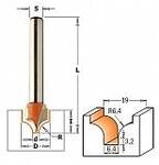 Фреза концевая калевочная HW Z2 S=12 D=19X13 R=6,35