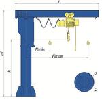 Кран консольный электрический стационарный на колонне грузоподъемность 1,0 т