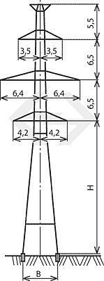 Промежуточные опоры напряжением 220 кВ типа П220